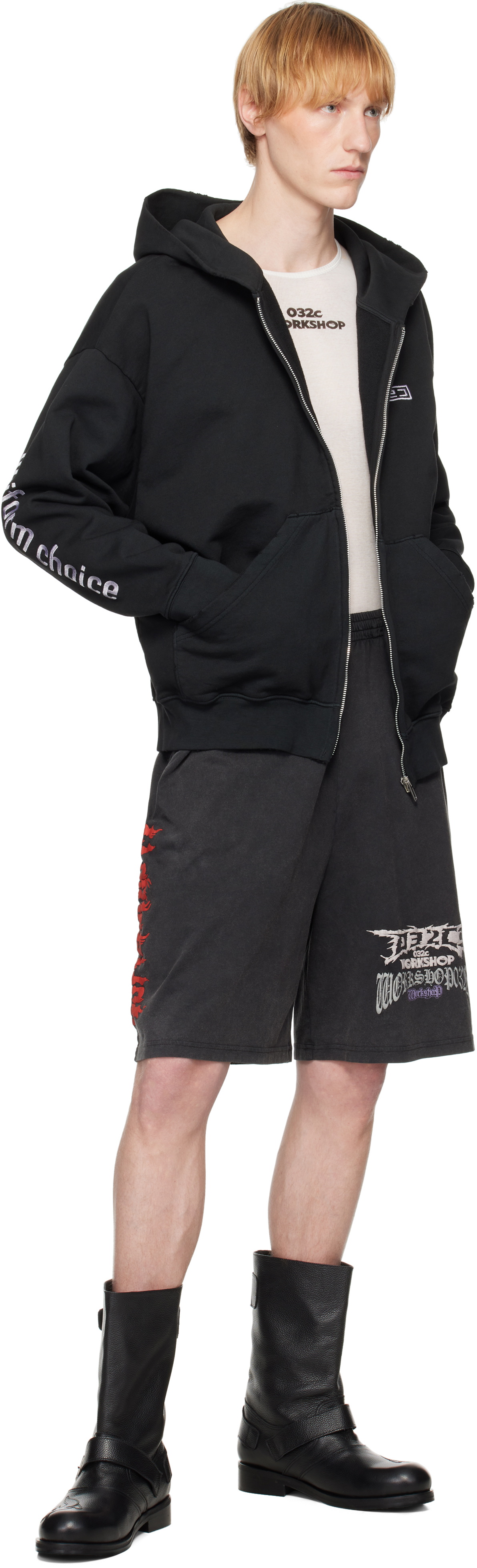 032c Black Telepresence Comfort Shorts