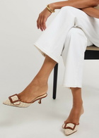 Manolo Blahnik Maysalebi 50 Raffia and Leather Mules Beige