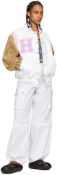 HALFBOY White & Pink Paneled Bomber Jacket
