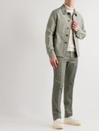 Brioni - Sydney Slim-Fit Tapered Cotton-Gabardine Drawstring Trousers - Green