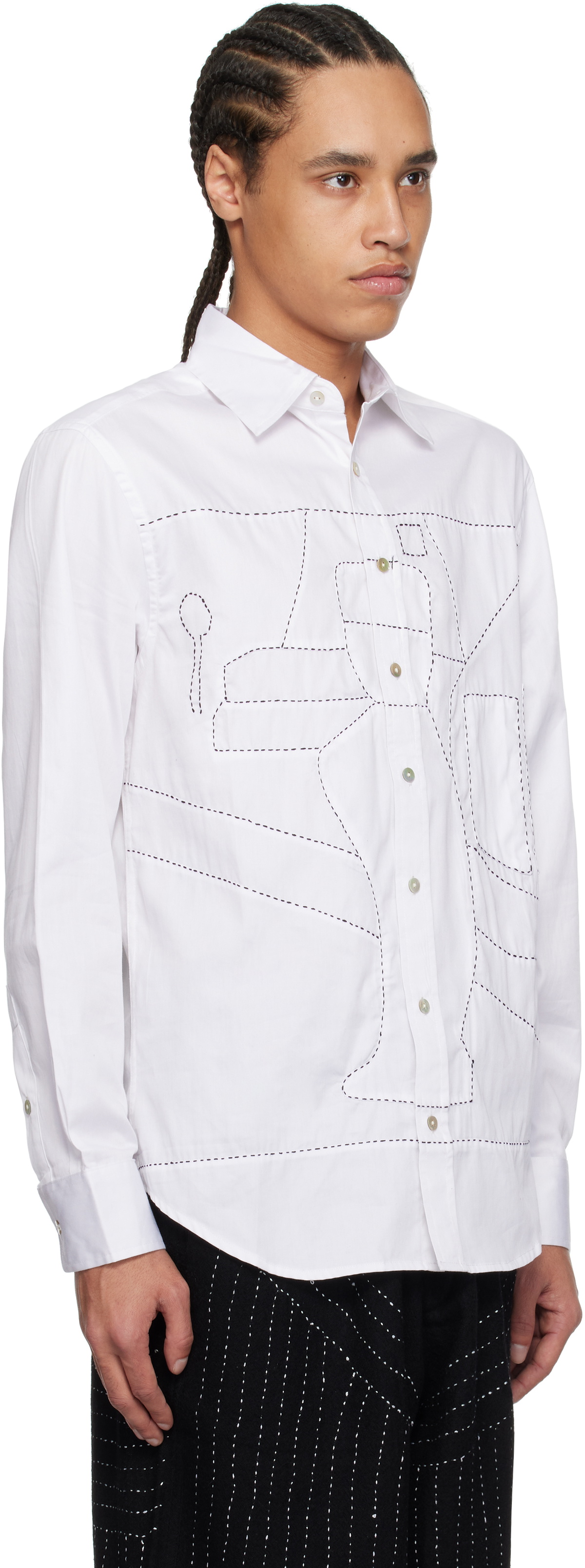 Glass Cypress White Little Boy Cutout Tailored Shirt
