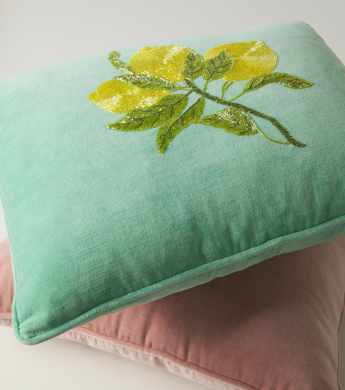 Les-Ottomans Embroidered cotton velvet cushion