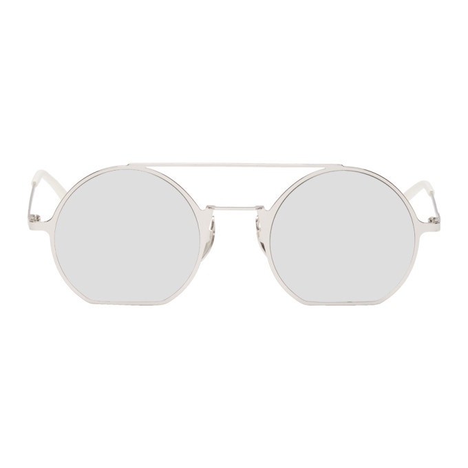 Photo: Fendi Silver Small Double Bridge Sunglasses
