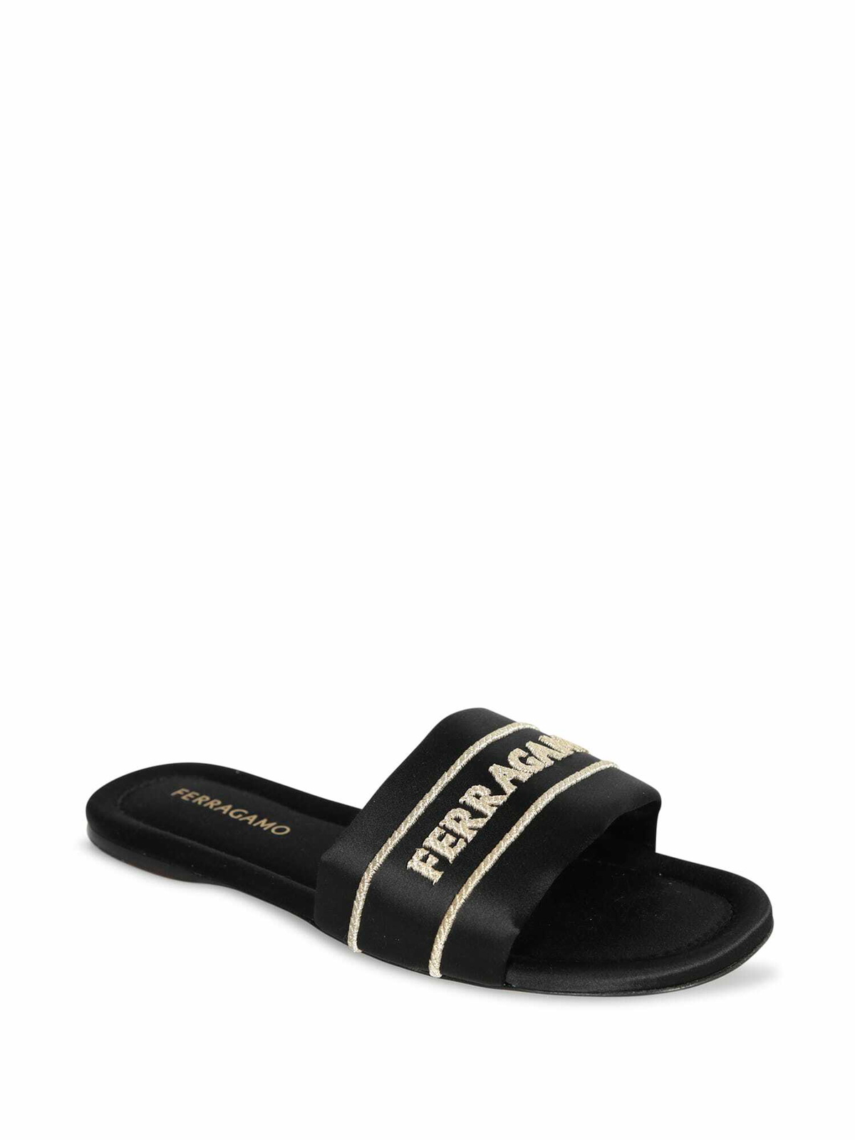 Ferragamo Black Fabric Slide Sandals Salvatore Ferragamo display picture 3
