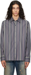 Lanvin Gray Straight-Cut Striped Shirt