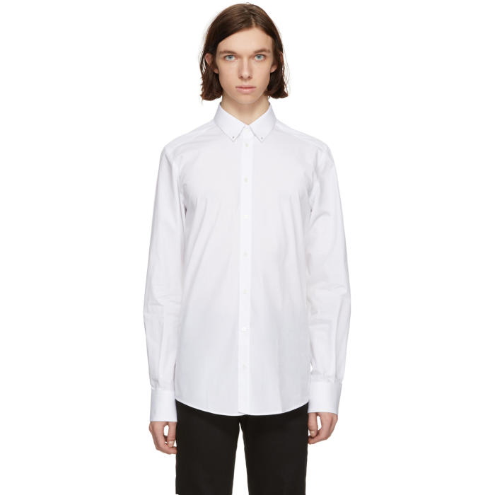 Photo: Dolce and Gabbana White Stud Collar Shirt