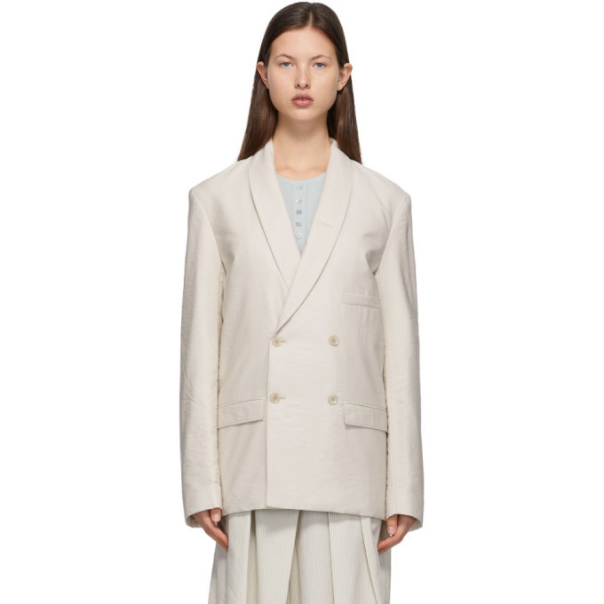 Lemaire Beige Belted Double-Breasted Blazer Lemaire