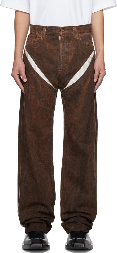 Photo: Y/Project SSENSE XX Brown Cut-Out Jeans