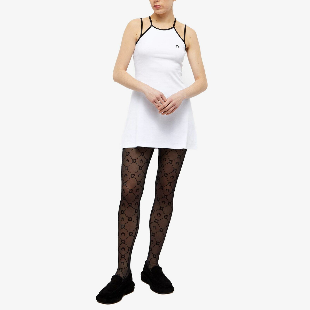Marine Serre Women's Organic Cotton Tennis Court Dress in White Marine Serre