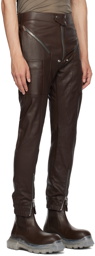 Rick Owens Brown Easy Strobe Leather Cargo Pants