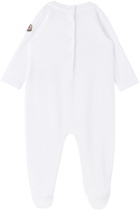 Moncler Enfant Baby White Printed Jumpsuit & Bib Set