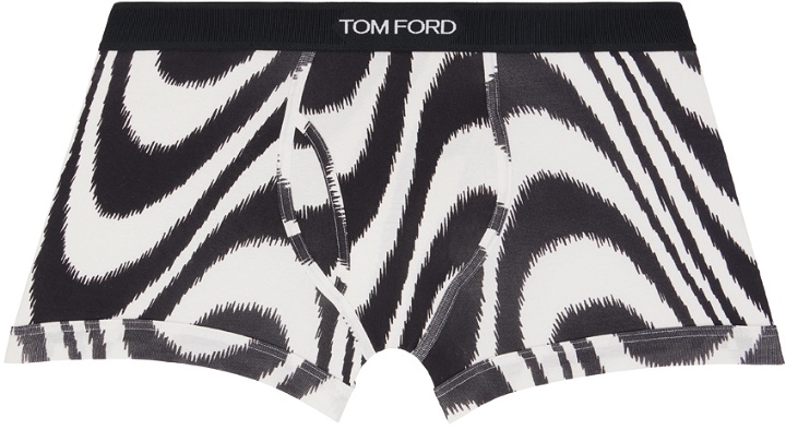Photo: TOM FORD Black & Off-White Swirl Boxer Briefs
