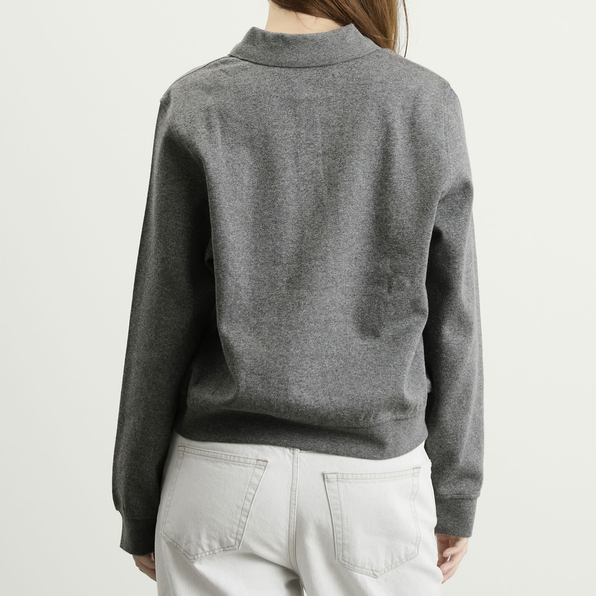 Samsøe Samsøe Women's Sadory Long Sleeve Polo Top in Mid Grey Melange