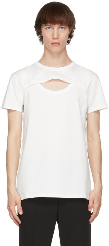 Photo: Alexander McQueen White Cut-Out Graffiti T-Shirt