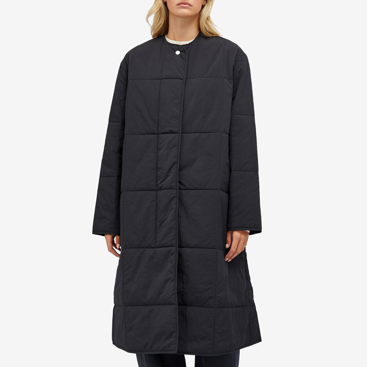 Studio Nicholson Women's Collarless Padded Coat in Darkest Navy