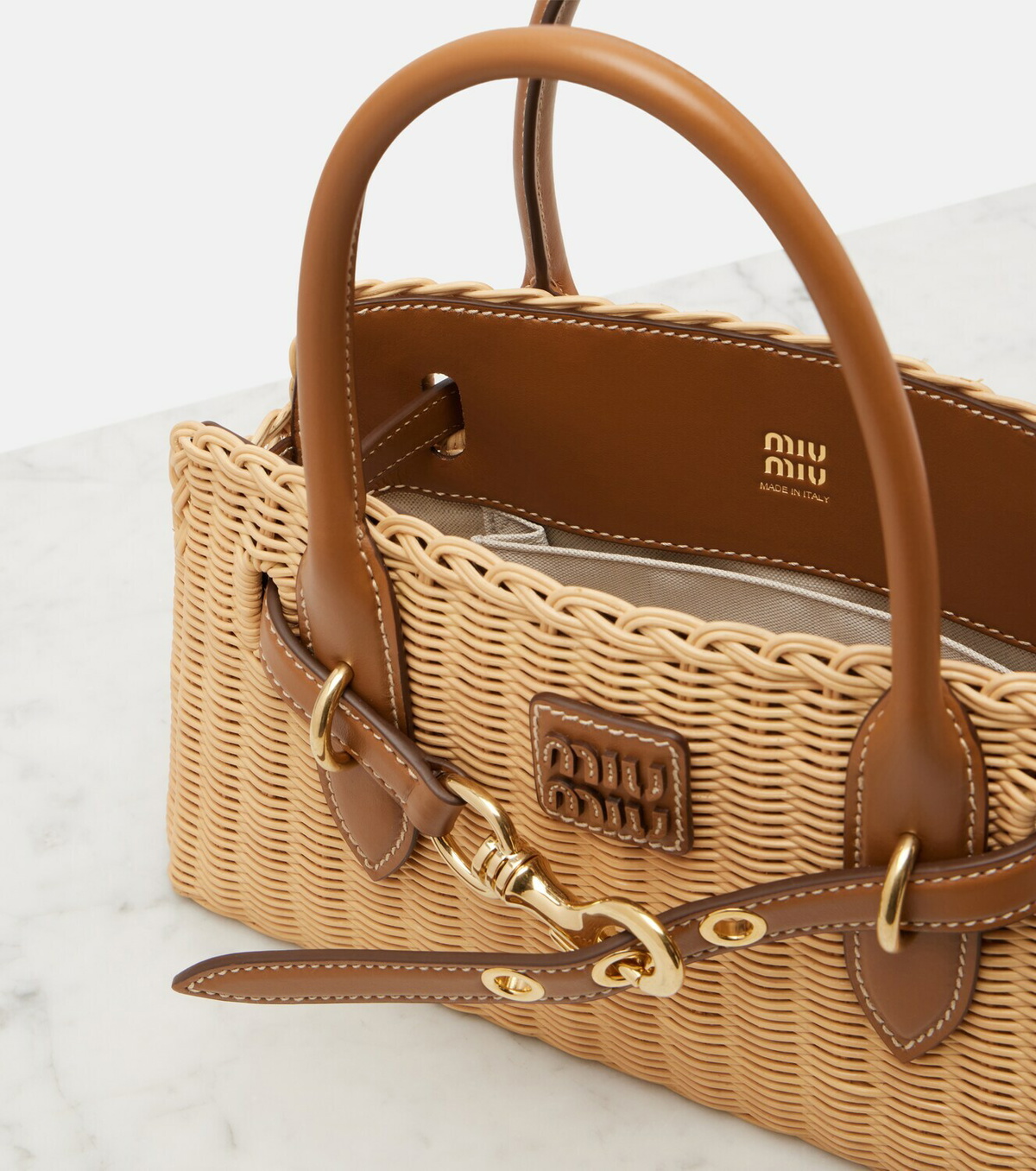 Miu Miu Aventure wicker top-handle bag