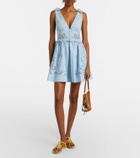 Self-Portrait Broderie anglaise cotton-blend minidress