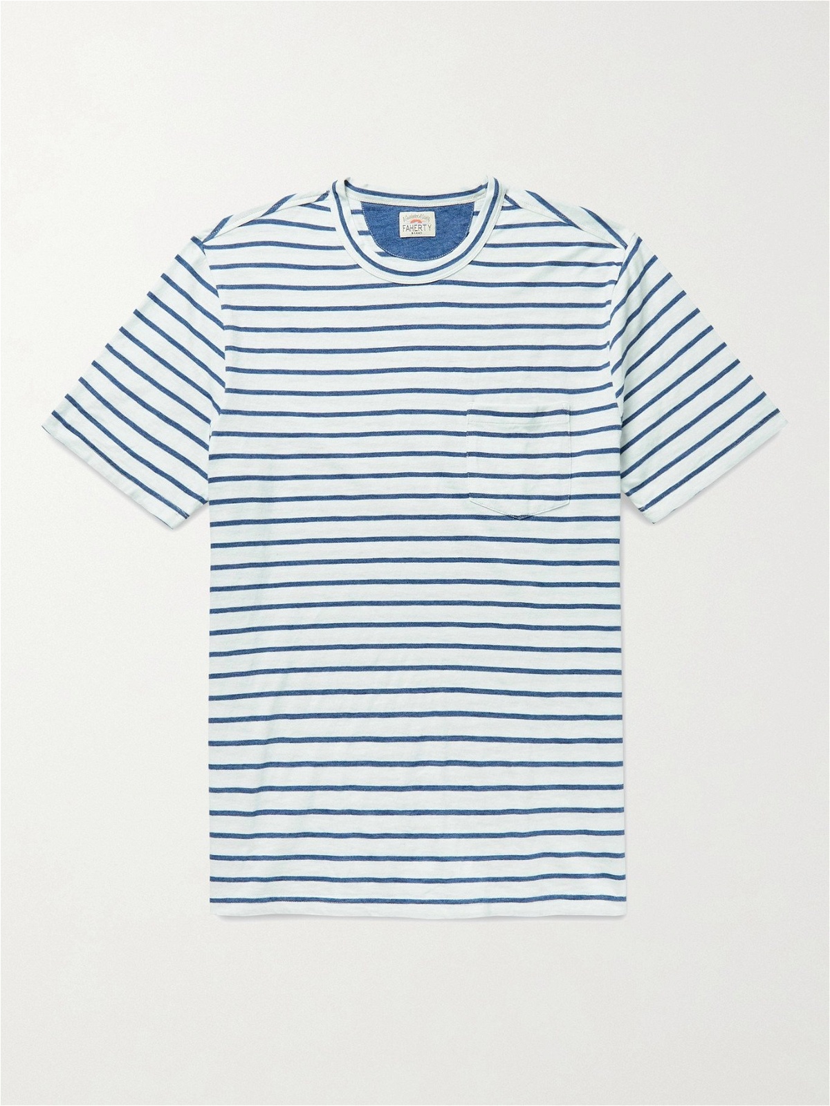 Faherty - Striped Cotton-Jersey T-Shirt - Blue Faherty