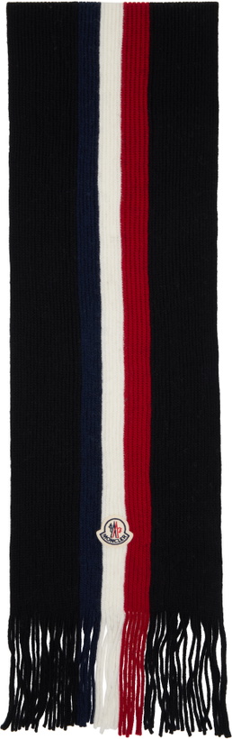 Photo: Moncler Black Tricolor Wool Scarf