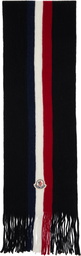 Moncler Black Tricolor Wool Scarf