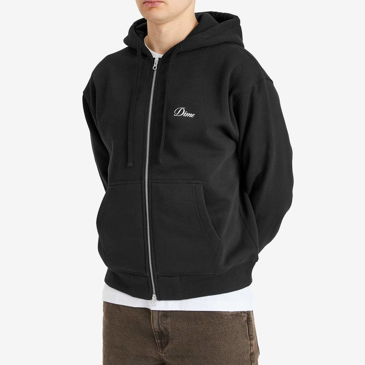 Dime Men's Cursive Zip Hoodie in Black