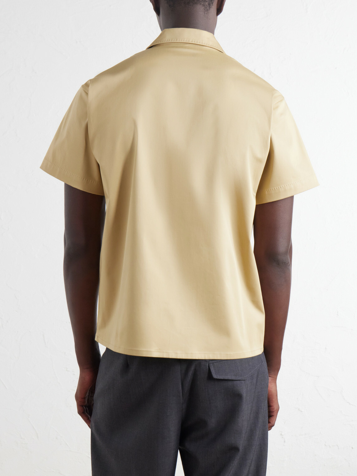 SECOND / LAYER - Avenue Camp-Collar Stretch-Cotton Poplin Shirt - Yellow