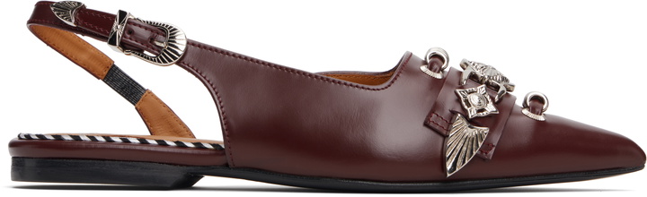 Photo: Toga Pulla Burgundy Metal Belt Flats