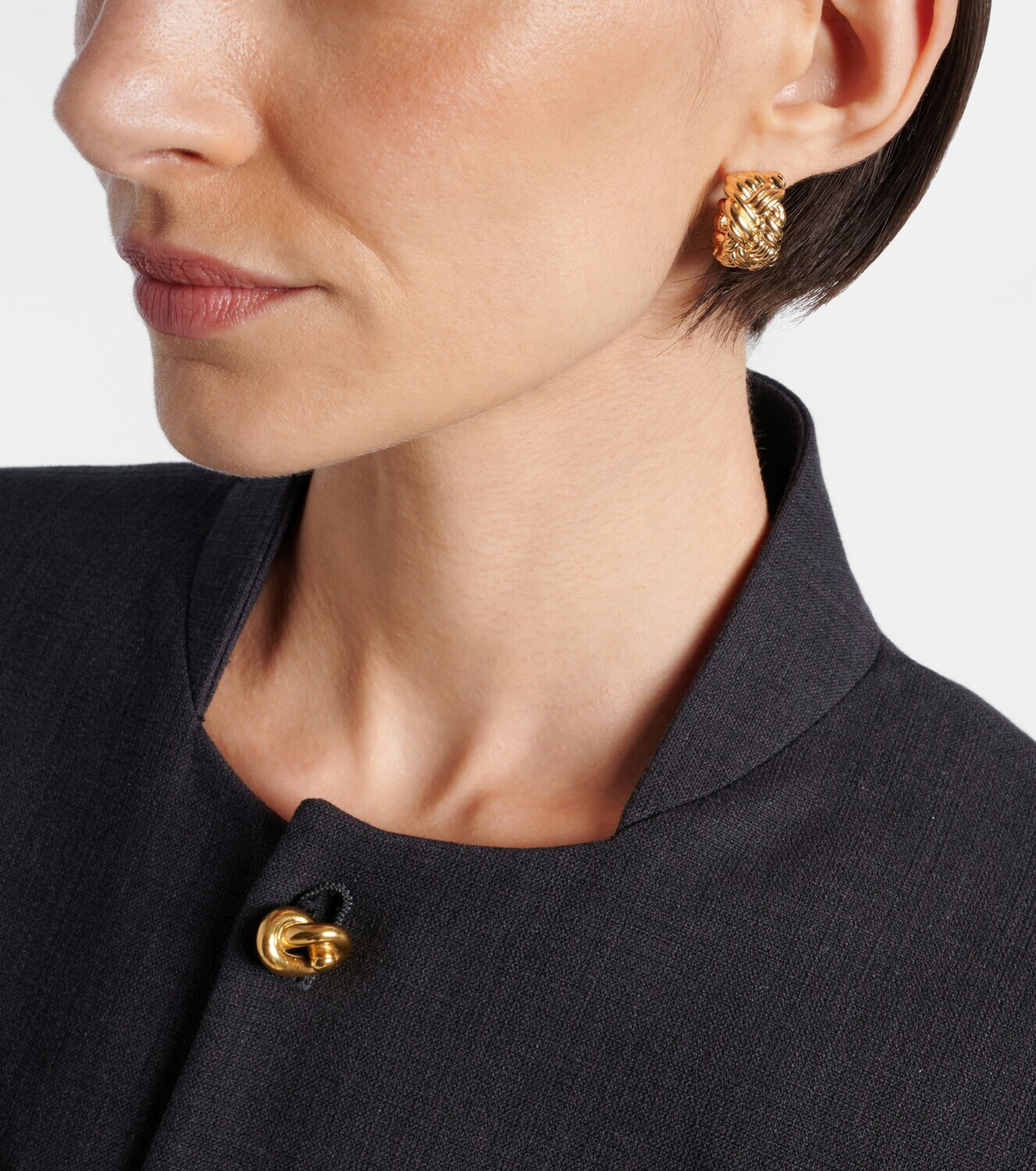 Bottega Veneta Intreccio Large gold-plated earrings