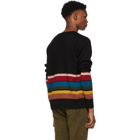 Prada Black Half-Striped Wool Sweater