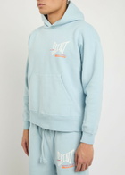 Saint Mxxxxxx Hooded Logo-print Cotton Sweatshirt Light Blue