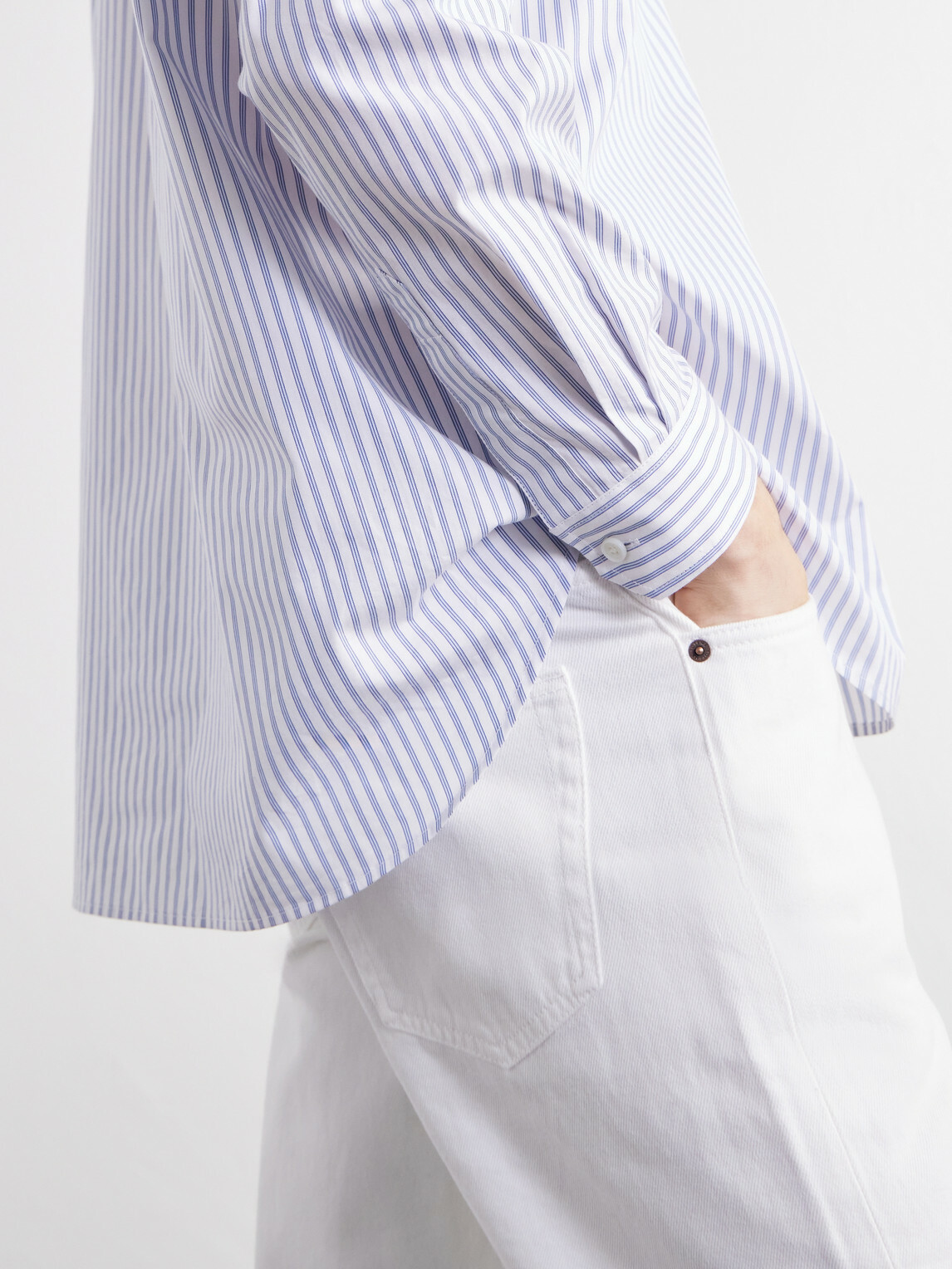 TOTEME - Striped Cotton-Poplin Shirt - Blue