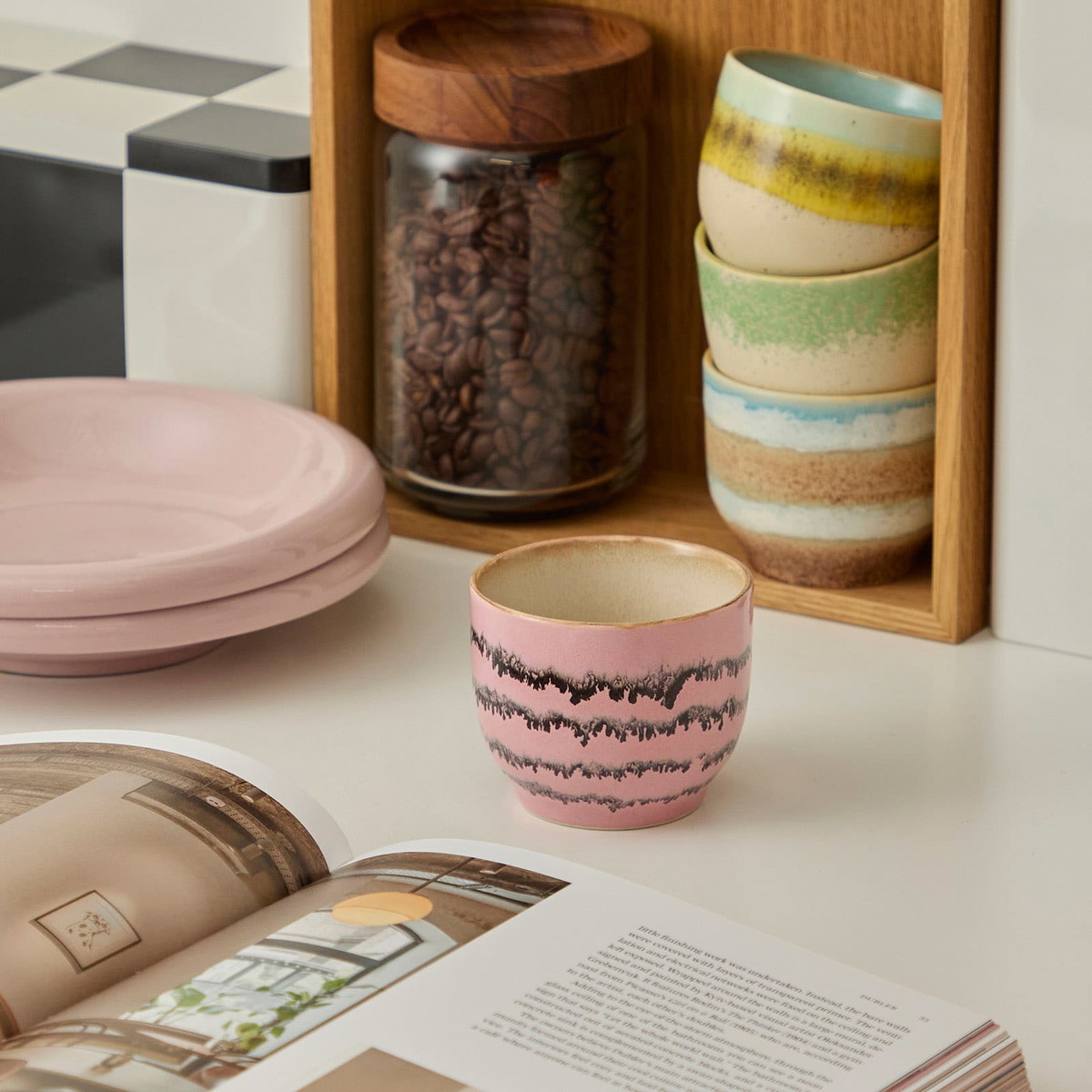HKliving Café Cups - Set of 4 in Deco 