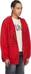 Glass Cypress Red Zip Up Swirly Text Hoodie