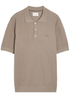 Gant Textured-knit Cotton Polo Shirt Taupe