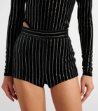 Alex Perry Crystal-embellished velvet shorts