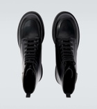 Prada Logo brushed leather combat boots
