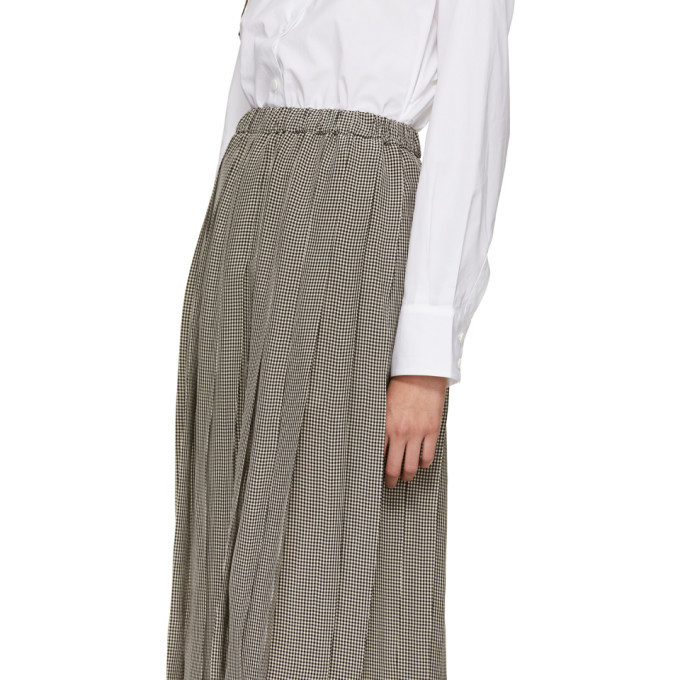 Sara Lanzi Black and White Check Pleated Skirt