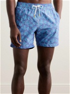 Hartford - Straight-Leg Mid-Length Printed Swim Shorts - Blue