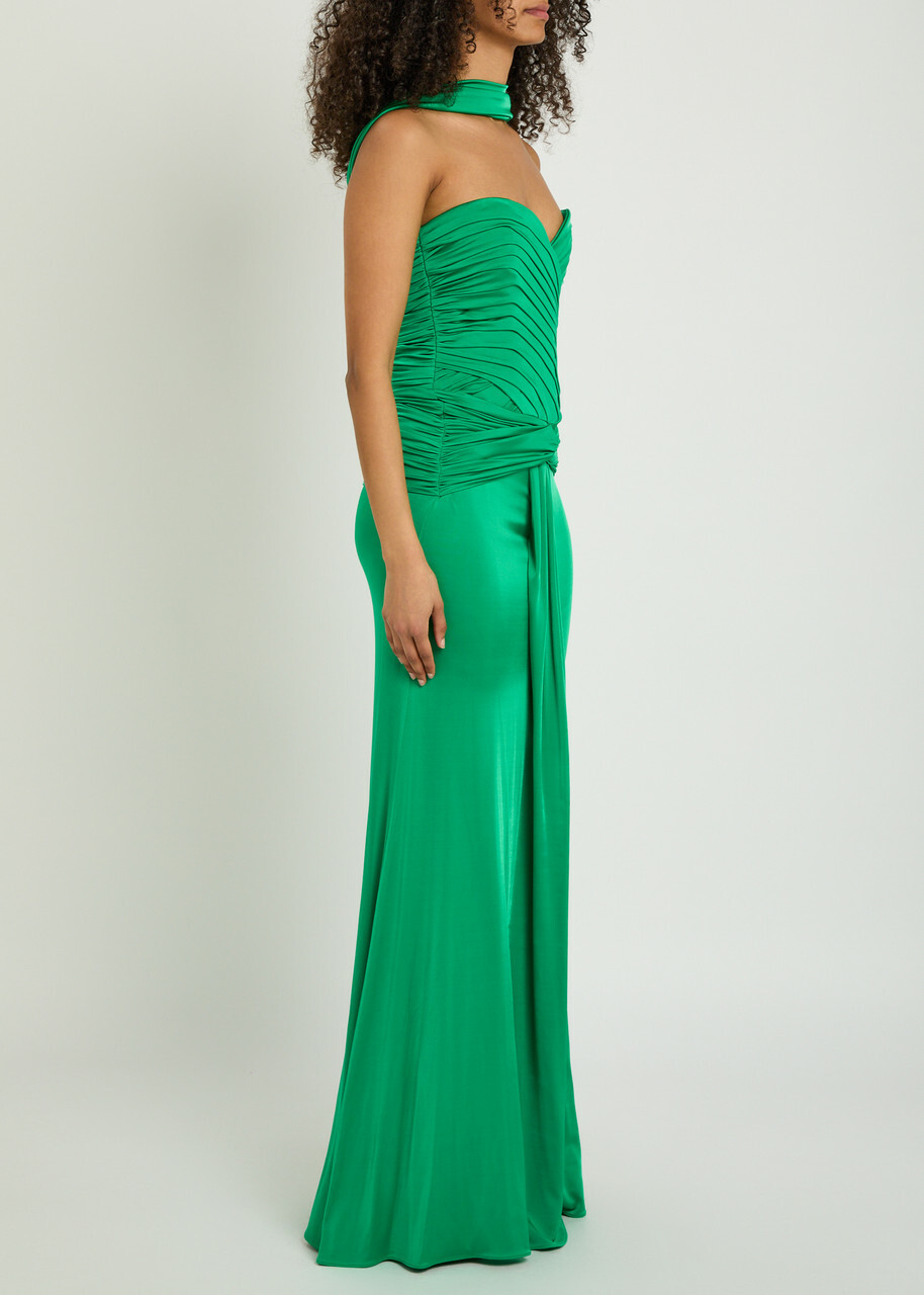 The New Arrivals Ilkyaz Ozel Amanda Stretch-jersey Maxi Dress Green