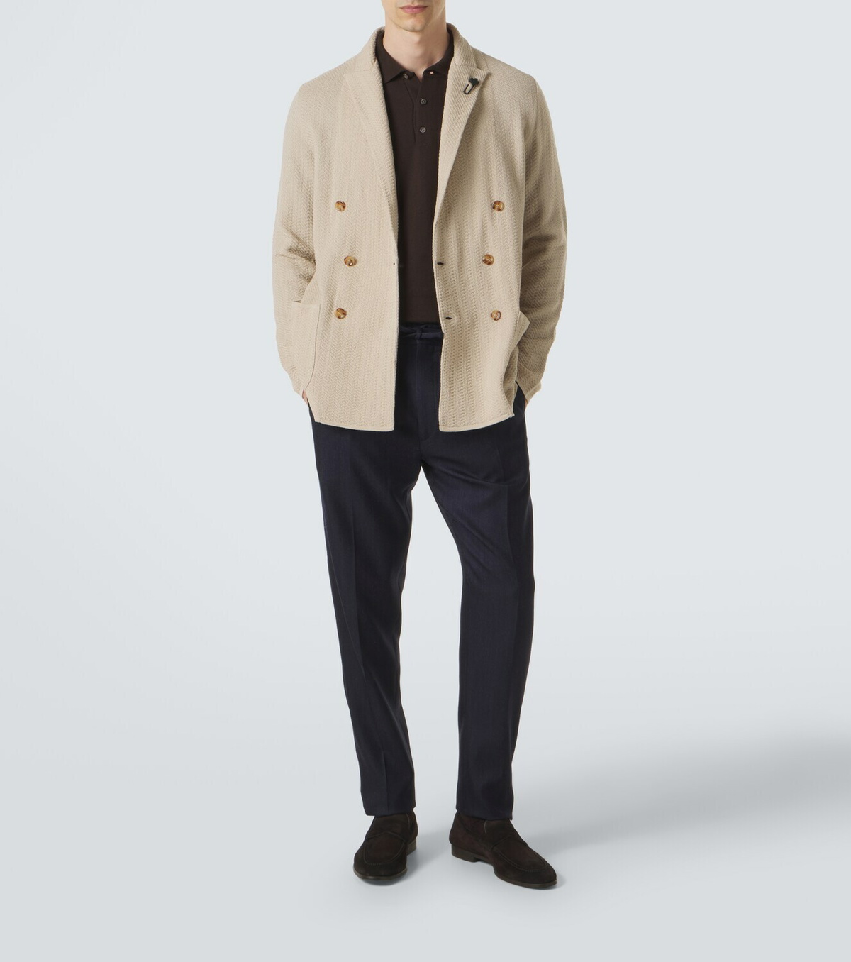 Lardini Double-breasted virgin wool blazer