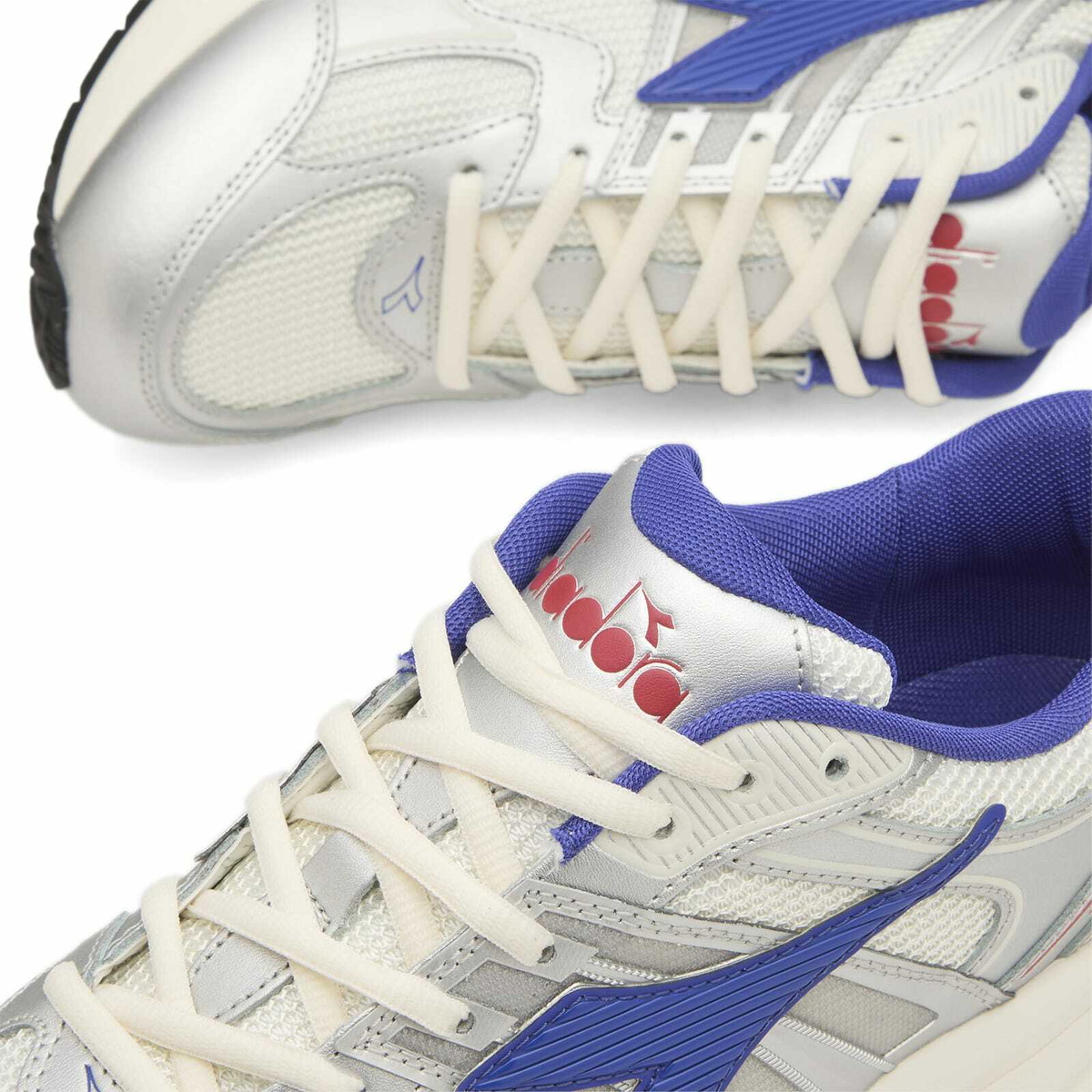 Diadora Men's Mythos Star Metallic Sneaker in Recycled White/Imperial Blue