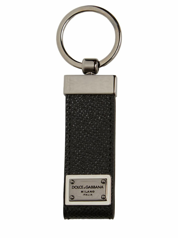 Photo: DOLCE & GABBANA - Logo Plaque Leather Key Ring