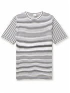 Aspesi - Striped Cotton, Silk and Linen-Blend T-Shirt - Blue