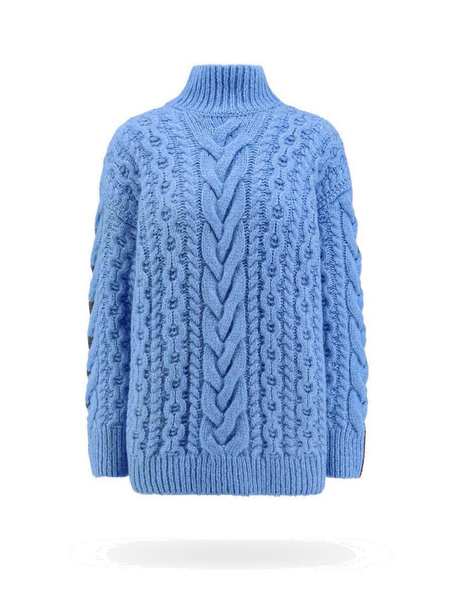 Stella McCartney 紺 ネイビー ニット Fringed alpaca wool-blend sweater in blue - Stella Mc Cartney