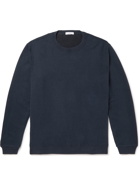 SSAM - Textured Organic Cotton and Silk-Blend Jersey Sweatshirt - Blue
