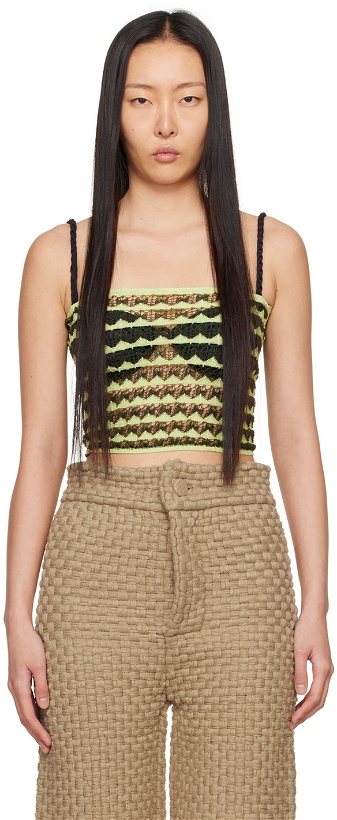 Photo: Isa Boulder SSENSE Exclusive Green Lacey Tube Top