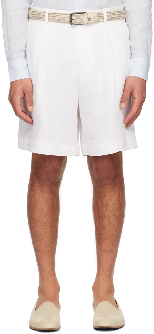 Photo: Lardini White Pleated Shorts
