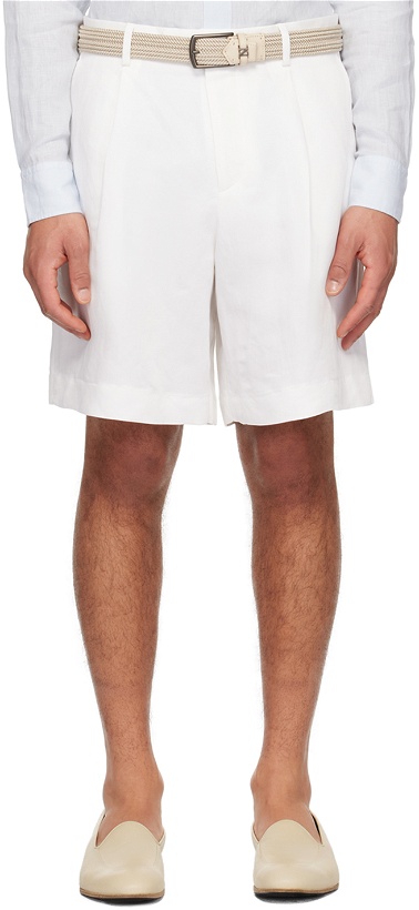 Photo: Lardini White Pleated Shorts