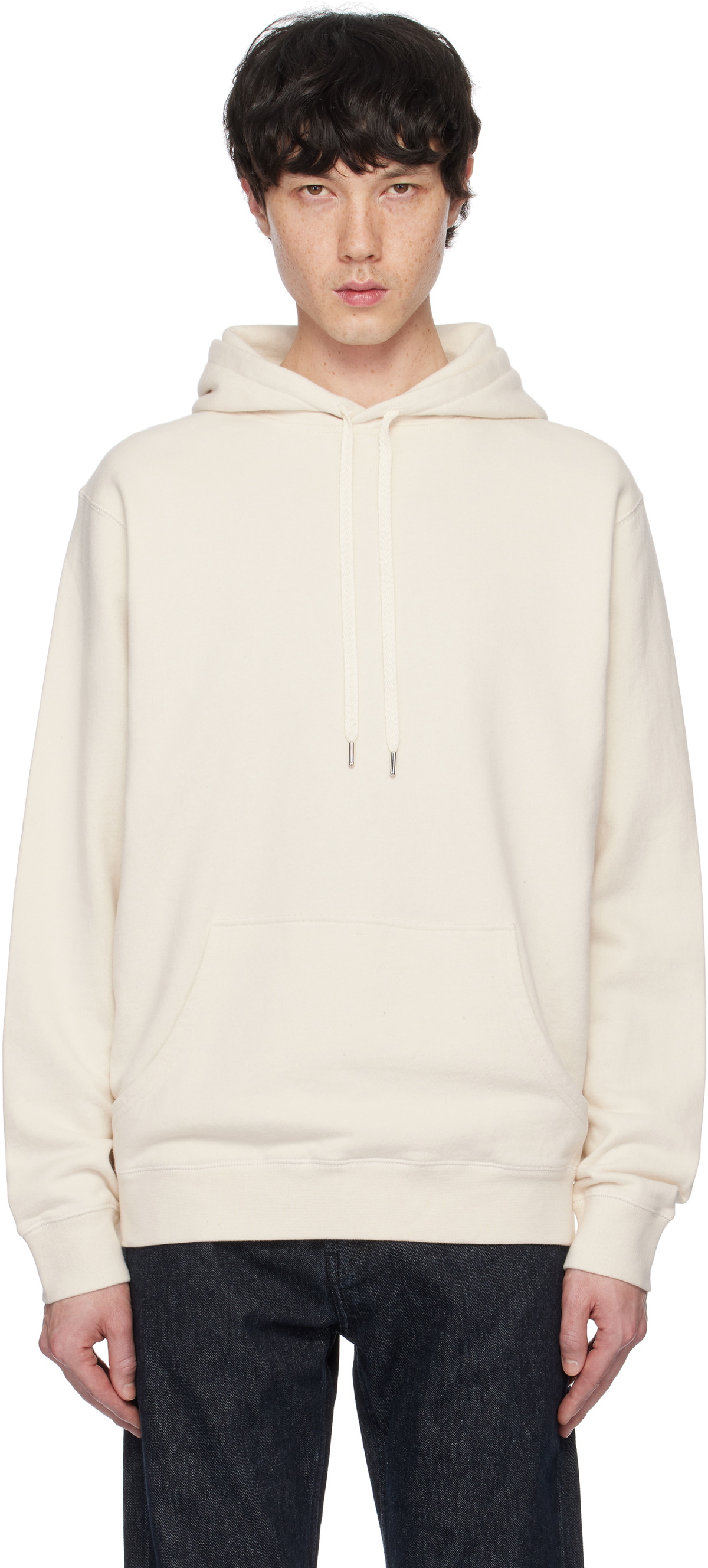 Sunspel Beige Loopback Hoodie