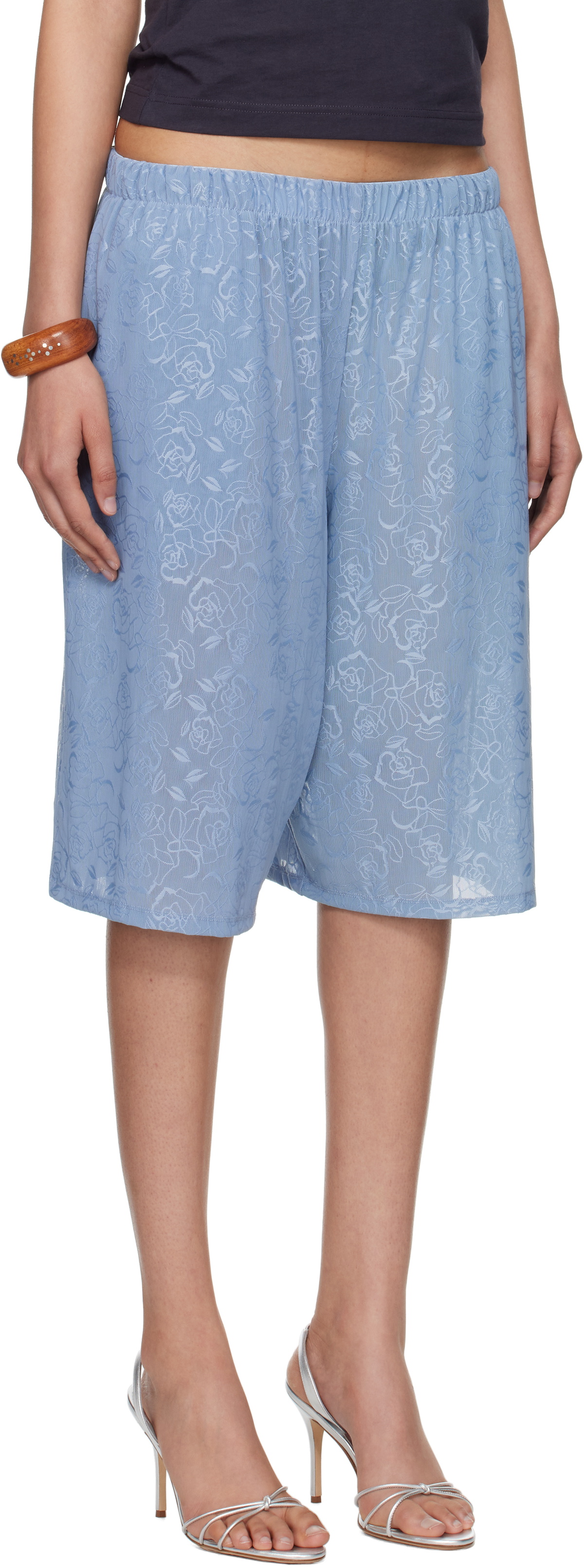 Conner Ives SSENSE Exclusive Blue Lace Basketball Shorts